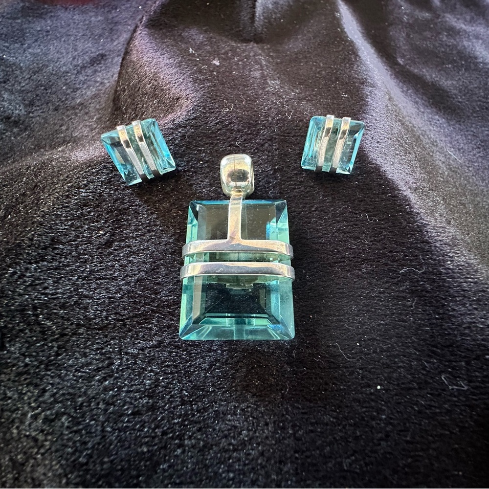 925 Silver and Aquamarine Jewelry Set